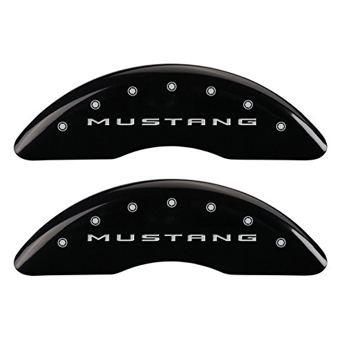 MGP Caliper Covers 10200SMB2BK Black Powder Coat Finish Front and Rear Caliper Cover, Set of 4 (2015/Mustang 2015/Bar & Pony Silver Characters, Engraved) (Certified Refurbished)