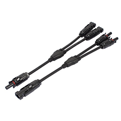 uxcell Pair MC4 Male Female Y Shape Branch Solar Panel Cable Wire Photovoltaic Connectors