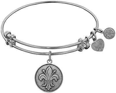 Angelica Collection Antique White Brass Fleur De Lis Bangle Bracelet