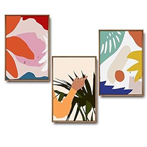 3 Piece Framed Canvas Wall Art for Living Room, Bedroom Mattis and Brutalist Canvas Prints for Modern Home Decoration Ready to Hang - 16"x24"x3 Panels