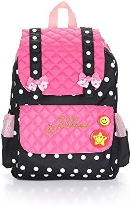 Girl's School Backpack YSBER Casual Polka Dot Bow-knot Bookbag Cute Child Princess Style Shoulder Daypack(Black)