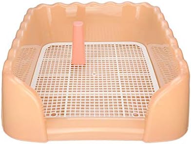 Alice Young Dog Toilet with Pee Post Pet Training Mesh Pad Loo Tray for Puppy Dog Pet Potty (L,Pink)