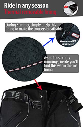 Texpeed heren motorbroek - 4 seizoen cargo Cordura waterdicht CE (EN 1621-1) bescherming - Zwart - Alle maten - Image 7