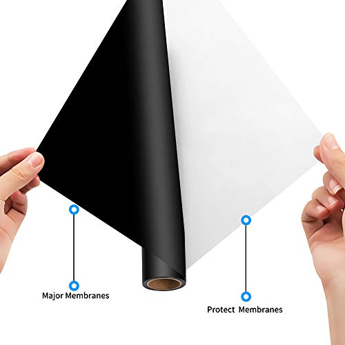 TransWonder Premium Heat Transfer Vinyl HTV Rolls for T Shirts 12in.x10ft, Iron on HTV Vinyl Compatible with Cameo Silhouette & Cricut (Black) - Thumbnail 2
