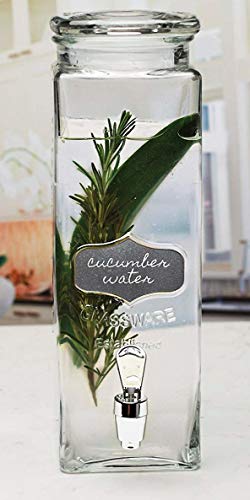 Circleware-Tall-Square-Mason-Jar-Glass-Chalkboard-Beverage-Dispenser-New-Fun-Party-Home-Entertainment-Glassware-Water-Pitcher-for-Juice-Beer-Punch-Iced-Tea-Cold-Drinks-25-Quarts-Silver