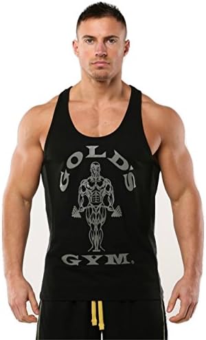 PunaFlex Gold's Gym Mens Tank Top … (Large, Black/Grey)