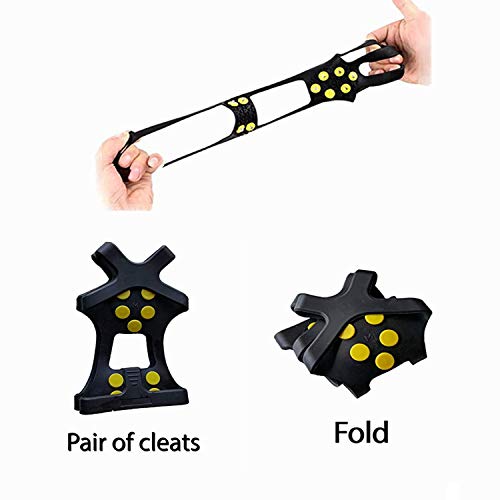 SYOURSELF Ice Cleats Snow Grips Overshoes Boots, Anti-Slip Silicone Portable Walk Traction Cleats Stainless Steel Spikes for Walking, Jogging, Hiking, Climbing, Fishing, Running, Men, Dog, Kids (M)