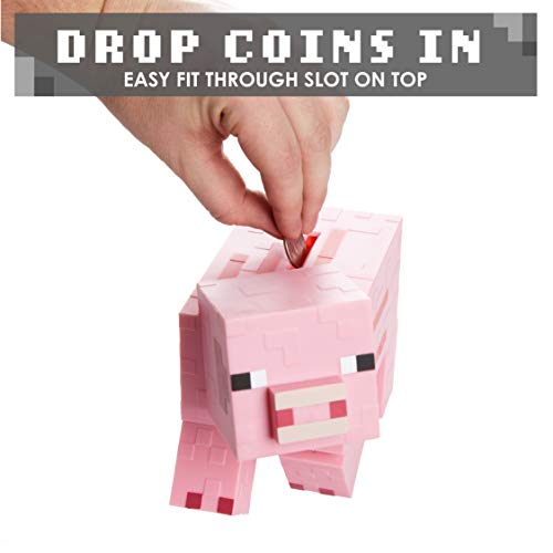 Minecraft Pig Money Bank BDP | Pink Pixelated 3D Savings Piggy-Bank | Unique Gift Idea Perfect for Gamers