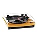 Musitrend LP 3-Speed Turntable with Built-in Stereo Speakers, Vintage Style Record Player Support Vinyl-to-MP3 Recording, RCA Output, Natural Wood