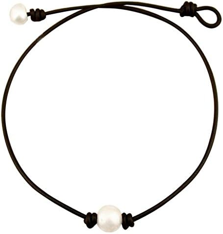 Weilim Freshwater Pearl Leather Rope Necklace for Women Necklace Handmade