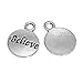 Craft Making Shop 50 Antique Silver Circle Round Believe Word Charm with Ring 1/2 Inch or 15 x 12mm