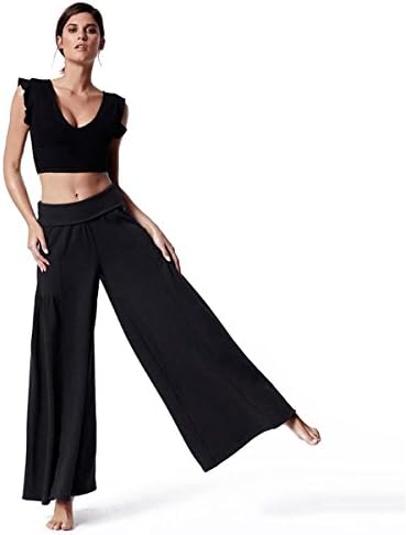 QueenA Womens 2 Piece Jumpsuits Sport Bra Tops with Chest Pad Wide Leg Pants Outfits