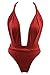 Kisscynest Womens Deep V Neck High-Waist One Piece Monokini Swimsuit Swimwear Red