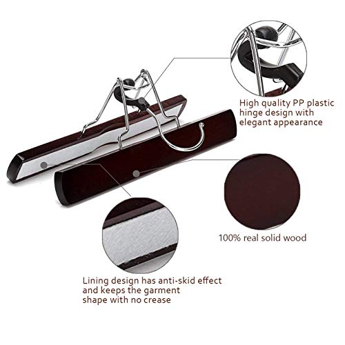 JS HANGER Skirt Hangers Non-Slip Wooden Collection Slack hangers, Walnut Finish, 10-Pack