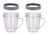 2 Preferred Parts 18 oz. Replacement for Nutribullet Cups with Comfort Handel and Screw off Lip Ring (Pack of 2)
