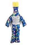 Dammit Doll - Classic Dammit Doll - Ma Premiere Femme - Cobalt Blue, Red & Lime Vertical Floral , Orange Hair - Stress Relief, Gag Gift
