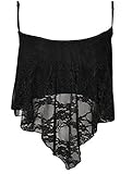 Women PaperMoon Women's Lace Camisole Crop Top (US 8-10/XL, Black)