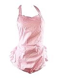 Haian ABDL Print Cotton Ruffle Rhumba Romper (XX-Large, Pink Gingham Print Cotton)