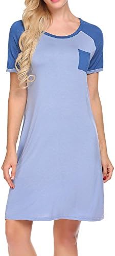 Legros Women Night Dress Solid T-Shirt Dress Nightwear Sleep Dress, Cobalt Blue, XL