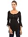 PattyBoutik Women 3/4 Sleeve High-Low Hem Top (Black Small)