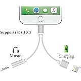 2 in 1 Lightning iPhone 7 Adapter, Lightning Adapter and Charger, Sprtjoy Lightning to 3.5mm Aux Headphone Jack Audio Adapter for iPhone 7 / 7 plus - Support iOS 10.3 or Later 