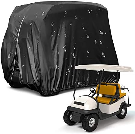 HOMEYA Golf Cart Cover,Waterproof Snowproof Golf Club Cover for 4 Passenger Seat Fit EZ GO,Club Car Precedent,Yamaha Drive Easy-On Golf Carts Cover with Rear Zipper Up to 112 Inch HOMEYA Golf Cart Cover,Waterproof Snowproof Golf Club Cover for 4 Passenger Seat Fit EZ GO,Club Car Precedent,Yamaha Drive Easy-On Golf Carts Cover with Rear Zipper Up to 112 Inch