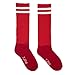 Luwint Striped Soccer Socks, Cushion Long Sports Socks Over-The-Calf Athletic Socks for Kids Youth Adults (M, Red)
