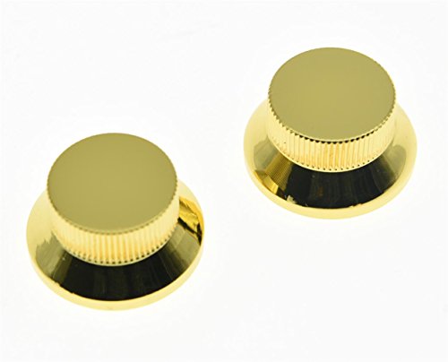 KAISH 2pcs Gold Metal Bell Knobs Push On Guitar Bass Top Hat Knob for 5.8mm Split Shafts