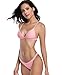 SHEKINI Women's Brazilian Bathing Suit Triangle Bikini Set Sexy V Neck Two Piece Swimsuits (Small, Dirty Pink)