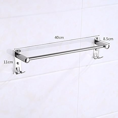 Amazon Co Jp Gbhnjタオルバーバスルームステンレススチールパイプ固定プラス厚 フックシングルロッド40 Cm ホーム キッチン