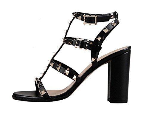 studded gladiator block heels