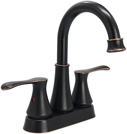 KINFAUCETS Bathroom Sink Faucet, 2-Handle, Stainless Steel, Oil Rubbed Bronze, High-Arch, Best Commercial, Lavatory, Bathroom, Vanity, Farmhouse, Mordern, Convenient