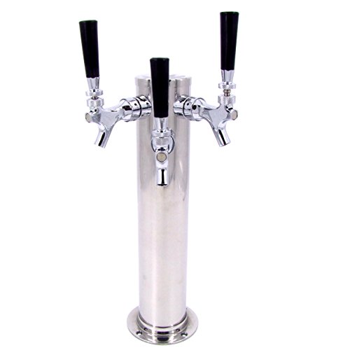 HFS(R) Brass Faucet Draft Beer Kegerator Tower 3" Column Stainless Steel (Triple Faucets) - Thumbnail 3