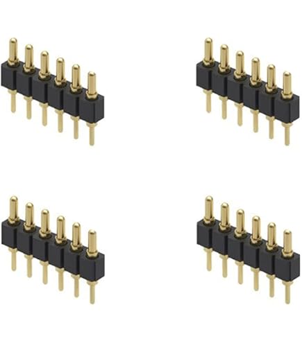5-Pin Spring Loaded Pogo Pin Connector – 2.54mm Pitch, PCB Through-Hole, Vertical Side Mount, Single Row, Panel Plug-in