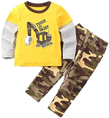 Endymion Meow Baby boys' Long Sleeve Infant Clothing Set T-shirt And Pants Excavator