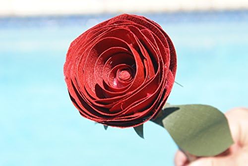 Red wooden rose with real tree branch stem for Romantic gift for her, Birthday flowers, 5th anniversary, get well soon gift,