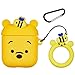 Joyleop Yellow Bear Case for Airpods 1&2 Cute Animal Design Silicone 3D Funny Cartoon for Airpod Cover Soft Kawaii Fun Carabiner Unique Cases for Girls Kids Teens Boys Women Air pods