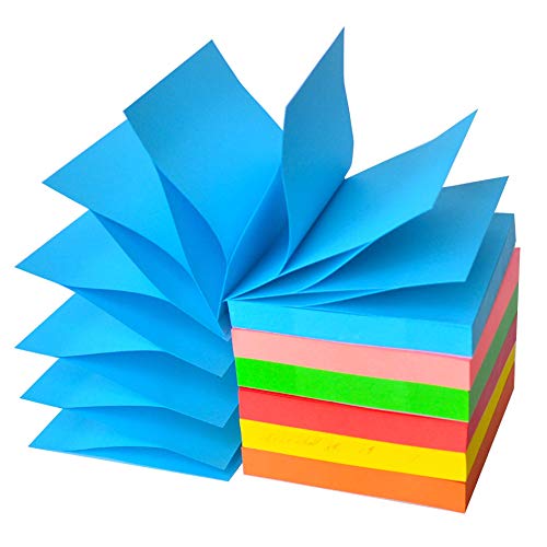 Pop Up Sticky Notes Self Stick Notes Assorted Colors 3x3 inch 100Sheets/Pad 6 Pads/Pack 600 Sheets Total Individual Package (Assorted Colors) - Thumbnail 5