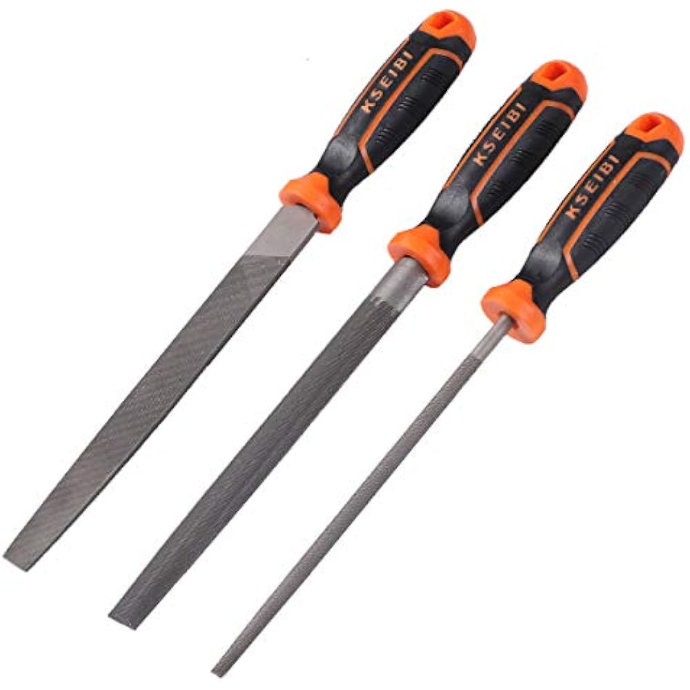 311485 High Carbon Steel Metal File W Rubber Soft Handle Quality 3Pcs