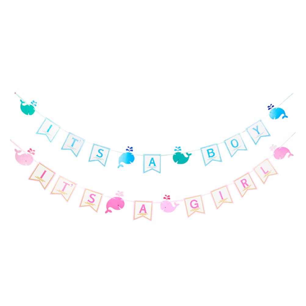 Abaodam Boy Or Girl Banner Gender Reveal Banner Baby Shower Bunting Flag Garland Gender Reveal Party Supplies Photography Backdrop Decoration