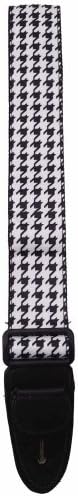 Master Strap Guitar Strap - Houndstooth - Black Leather Ends with Built In Pick Pocket