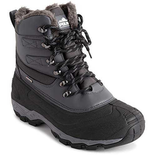 Polar Men Waterproof Deep Outsole Footprint Fully Faux Fur Lined Winter Durable Snow Boots