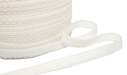 Porcelynne White Scalloped Edge Brushed Back Strap or Waistband Elastic - 1/2" - 5 Yards