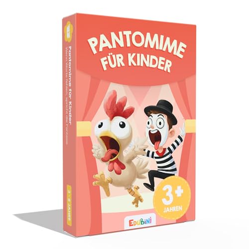 Edubini Pantomime Spiel Kinder [50 Karten + Witzige Motive] - Familienspiele Für Fantasie &Amp; Kreativität - (Kinder Geschenke) - Kartenspiel &Amp; Lernspiel Ab 3, 4, 5, 6, 7, 8 Jahre