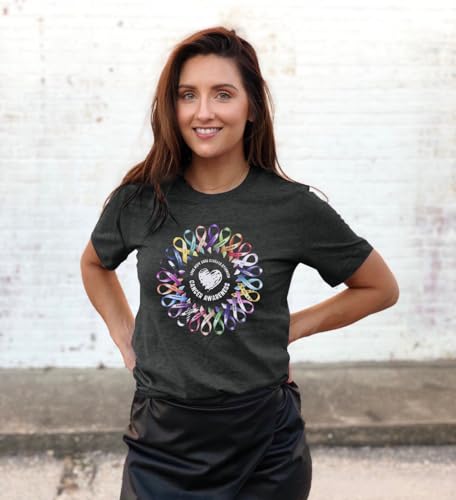 BREAST CANCER SHIRTS FOR WOMEN CANCER AWARENESS SHIRT CANCER SHIRTS COLORFUL RIBBON SUNFLOWER CANCER WARRIOR TEE TOP