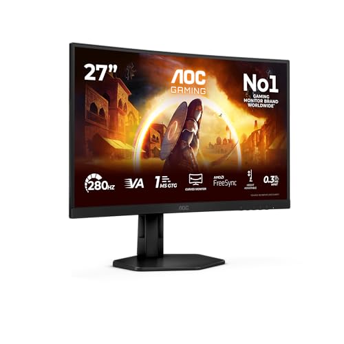 AOC C27G4ZXU 27 Zoll Curved, FHD USB Hub Gaming Monitor, 280Hz, Fast VA Panel, 1ms GtG, HDR10, FreeSync Premium, Höhenverstellung,Lautsprecher,(1920x1