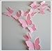 Romantiko 12 Pcs Fashion 3D Butterfly Wall Stickers Art Decor Decal for Home Wedding Party Pink