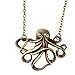 Vintage Steampunk Nautical Style Antiqued Bronze Octopus Necklace 28 inch Long Chain