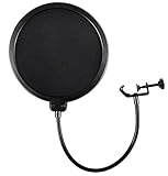 Microphone Pop Filter For Blue Yeti and Any Other Microphone Dual Layered Wind Pop Screen With Flexible 360&deg; Gooseneck Clip Stabilizing Arm By Earamble