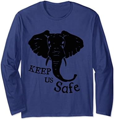 Unisex Elephant Big Game Awareness Shirt, Keep Us Safe T-Shirt Large Navy